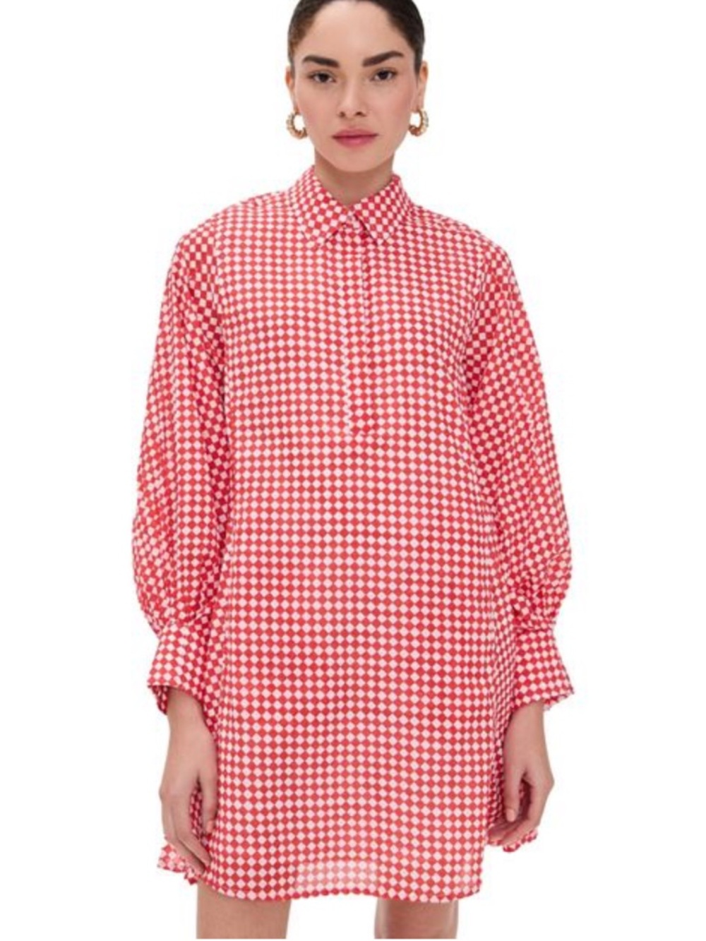 Ro’s Garden red “chloe” shirt dress. Size XS